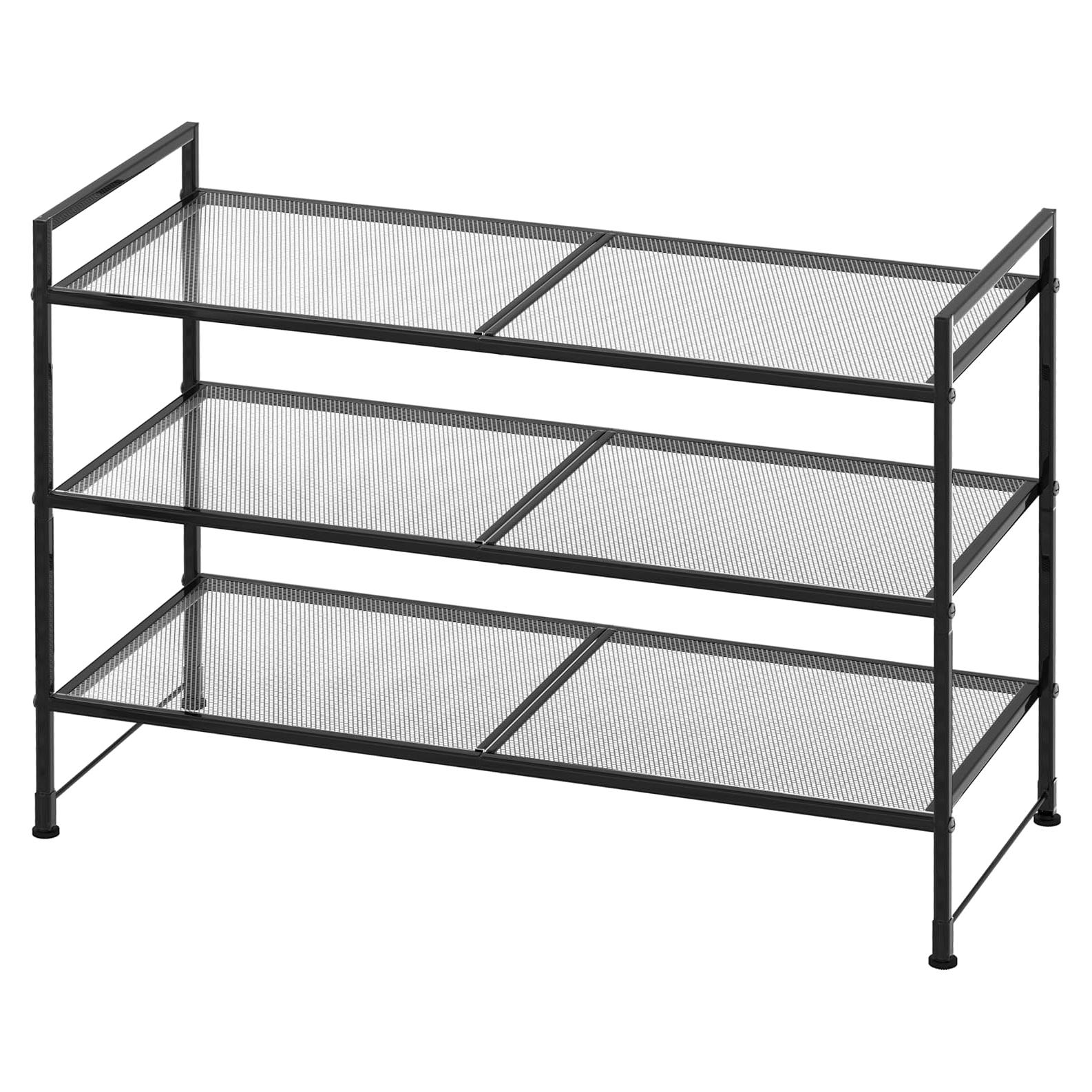 Estante para zapatos Simple Houseware 3 niveles apilable negro