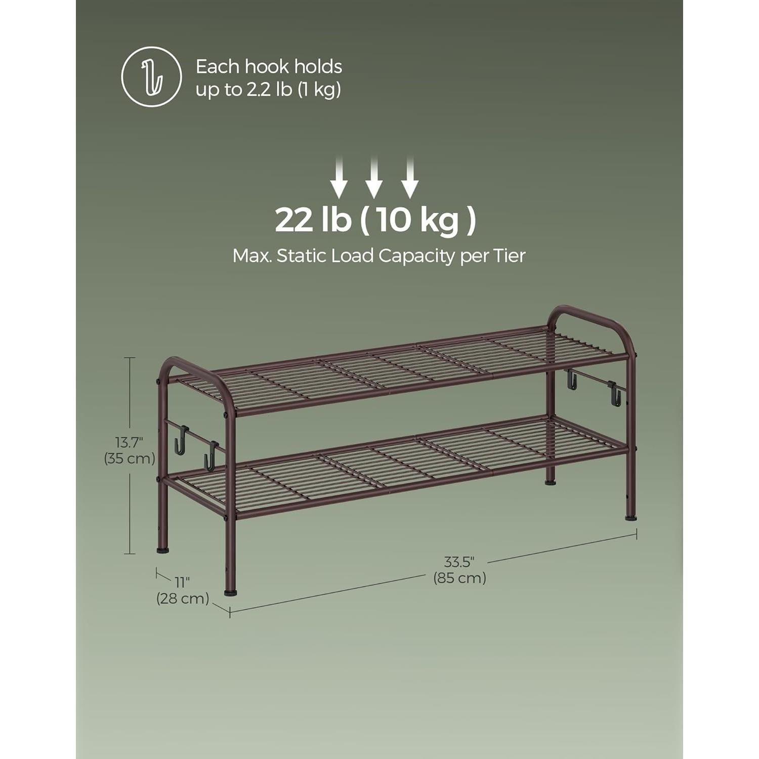 Estante de Zapatos Ajustable SONGMICS 2 Niveles Marrón 10 Pares