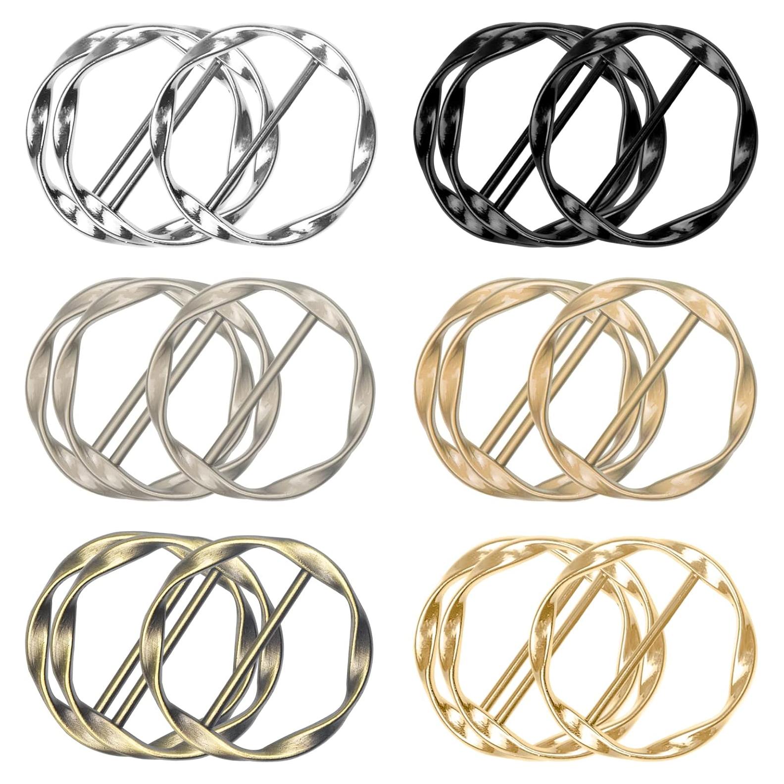 18 Clips Redondos de Metal para Bufandas y Camisas - 6 Colores