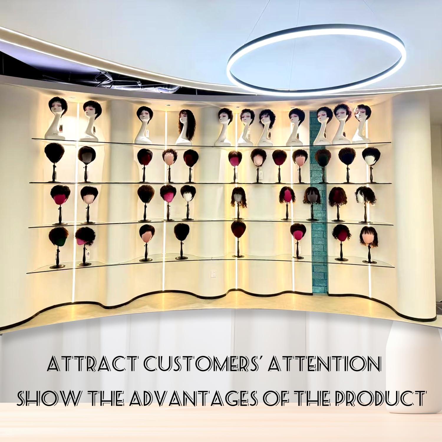 Soporte de Cabeza de Peluca Ajustable Marrón Mate con Base Metálica