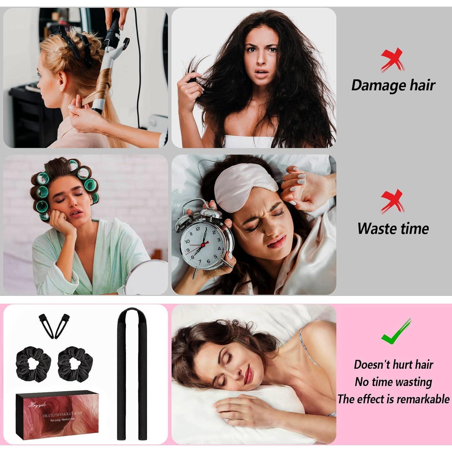 Rizador de Cabello Sin Calor HRYYDS - Diadema Terciopelo Negro