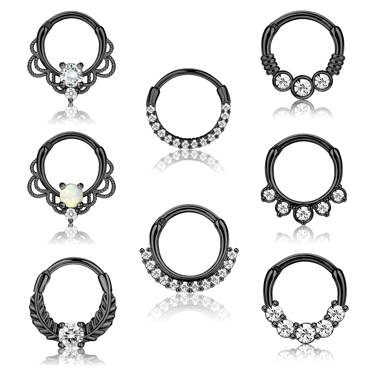 Anillos Clicker Septum LOYALLOOK 8 Piezas Acero Inoxidable