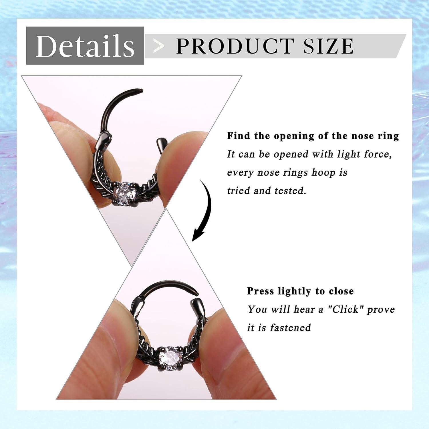 Anillos Clicker Septum LOYALLOOK 8 Piezas Acero Inoxidable