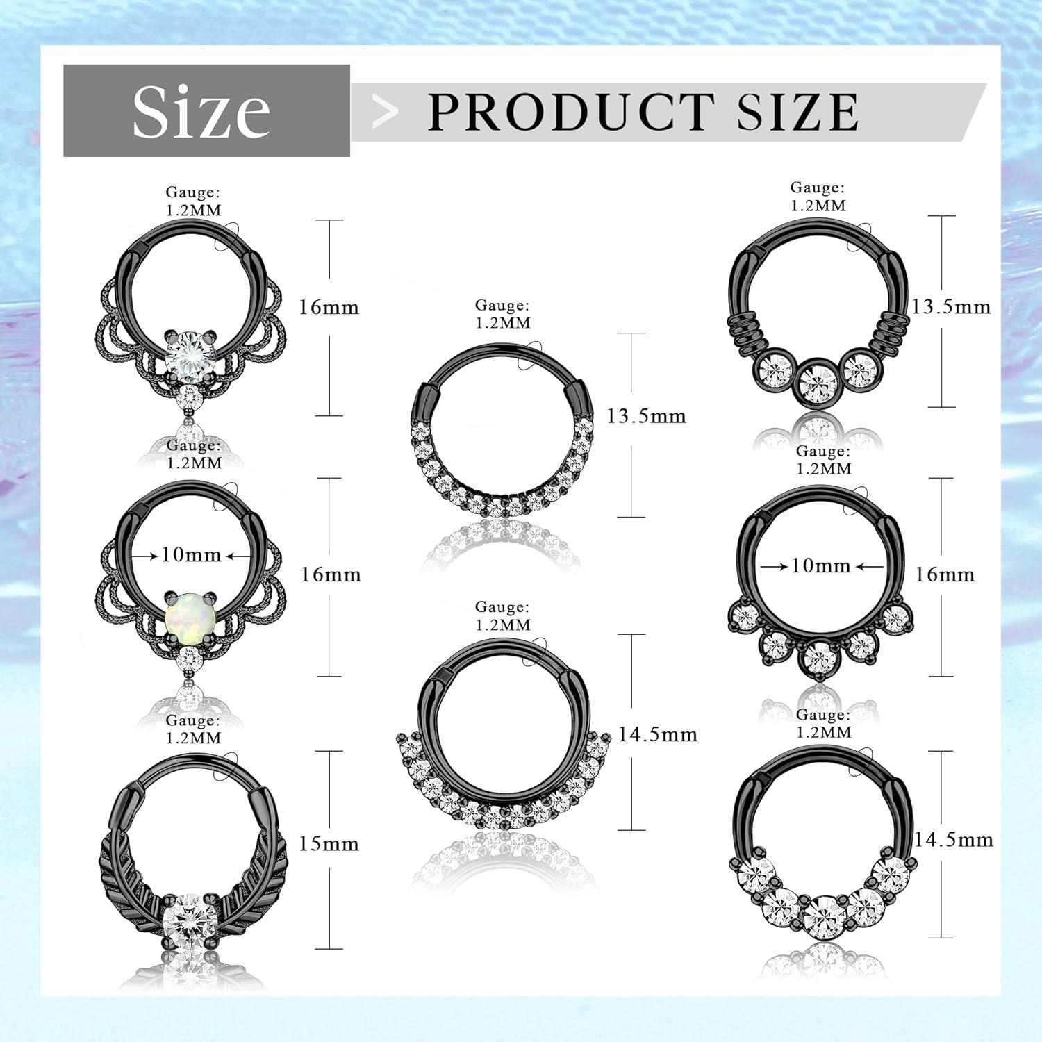 Anillos Clicker Septum LOYALLOOK 8 Piezas Acero Inoxidable