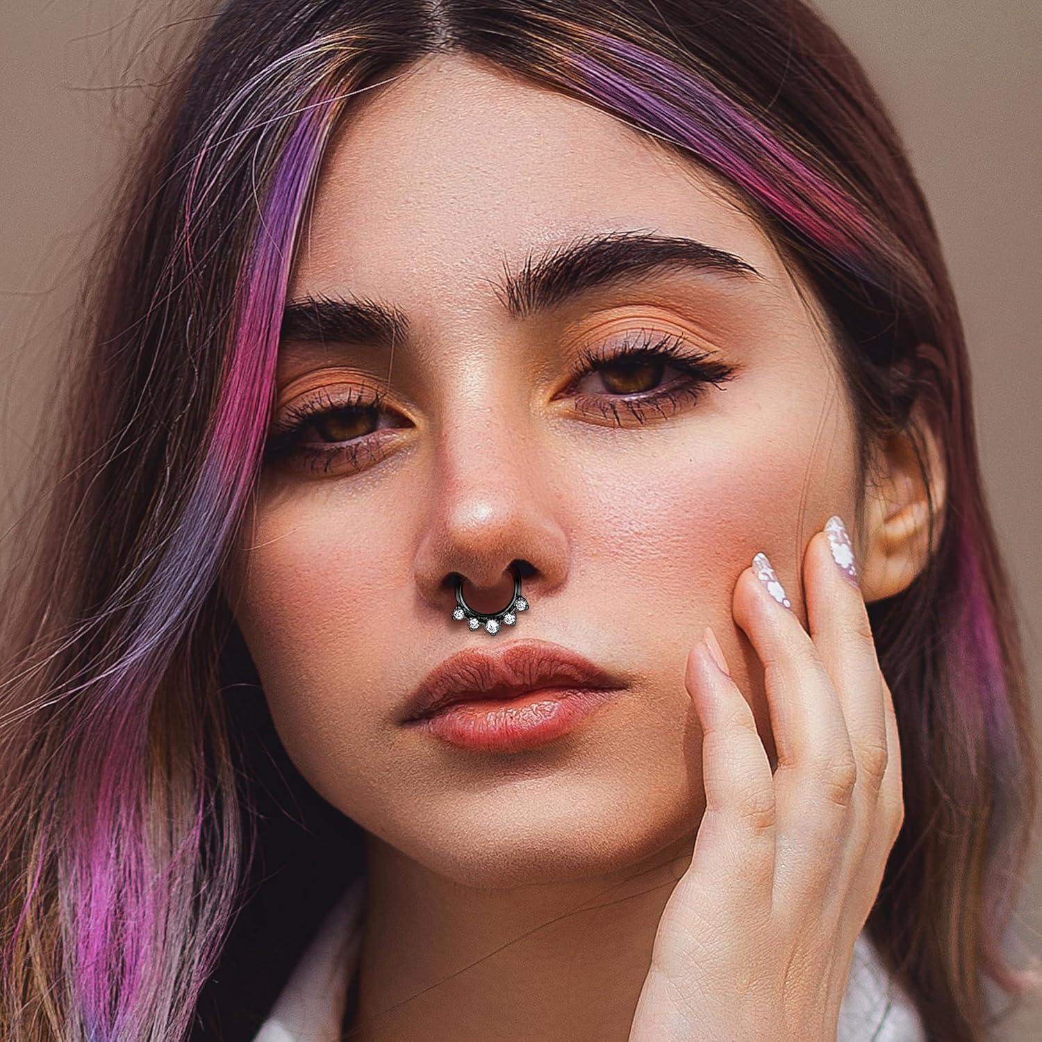 Anillos Clicker Septum LOYALLOOK 8 Piezas Acero Inoxidable