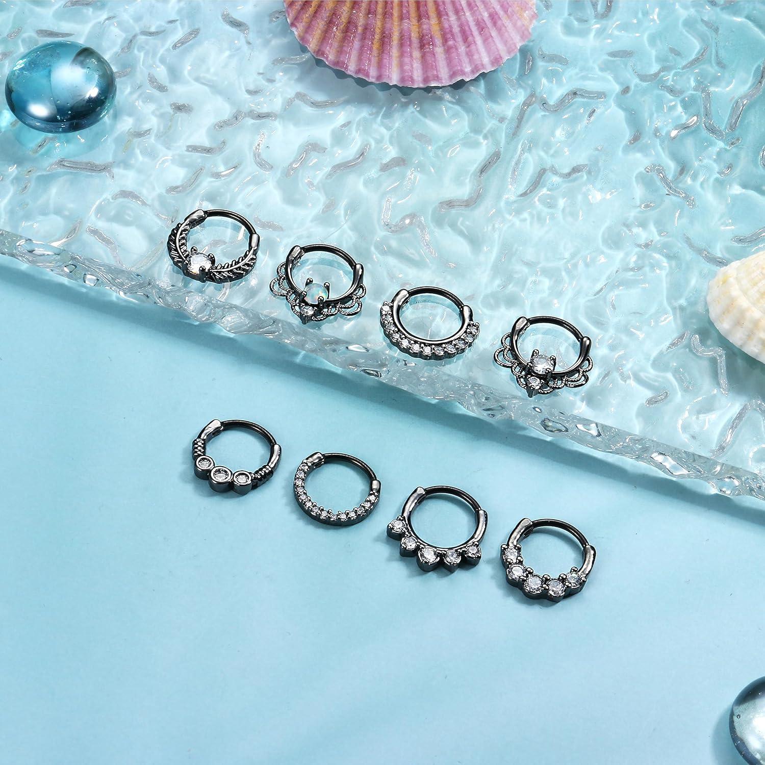 Anillos Clicker Septum LOYALLOOK 8 Piezas Acero Inoxidable