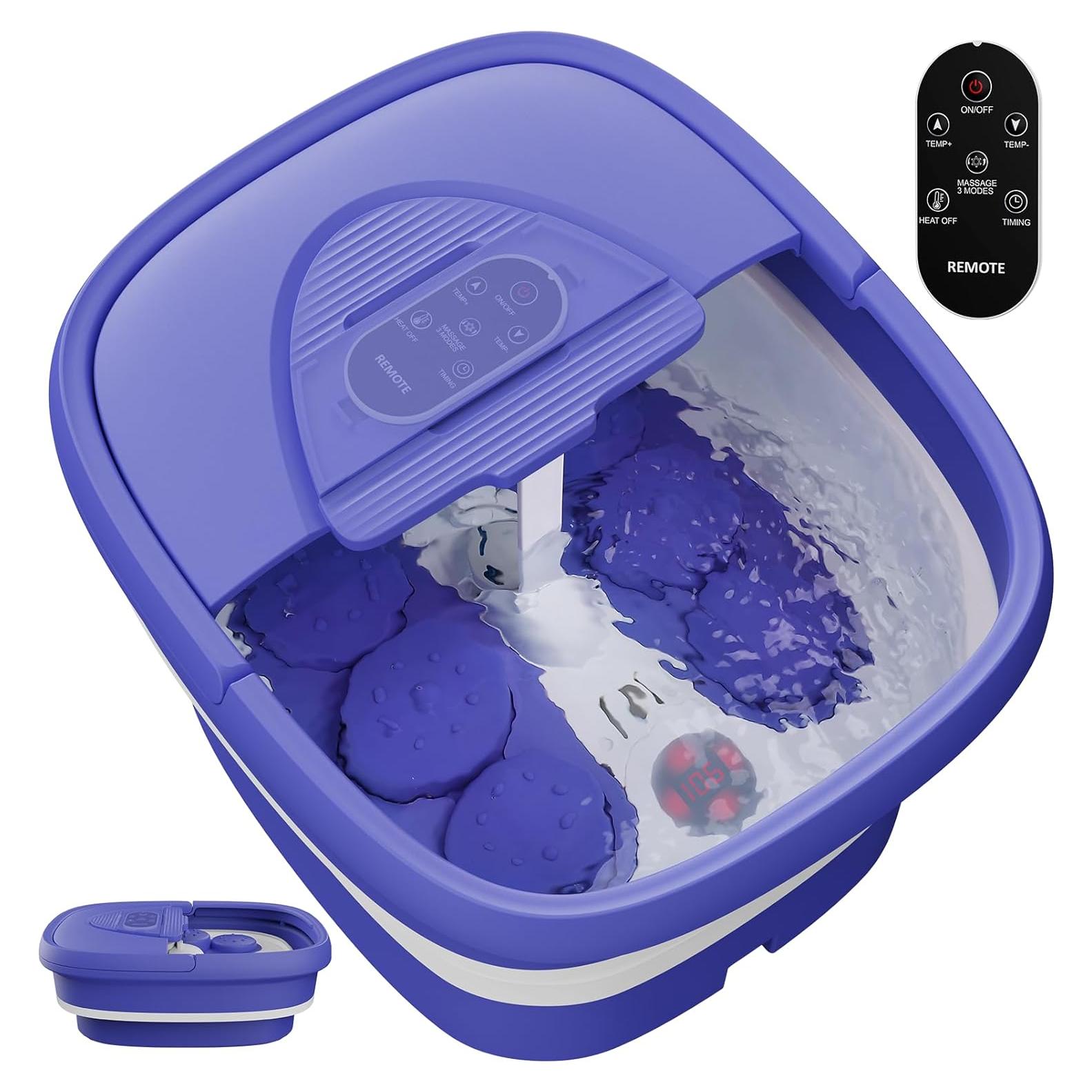 Spa para pies plegable con calor y control remoto - 6 rodillos