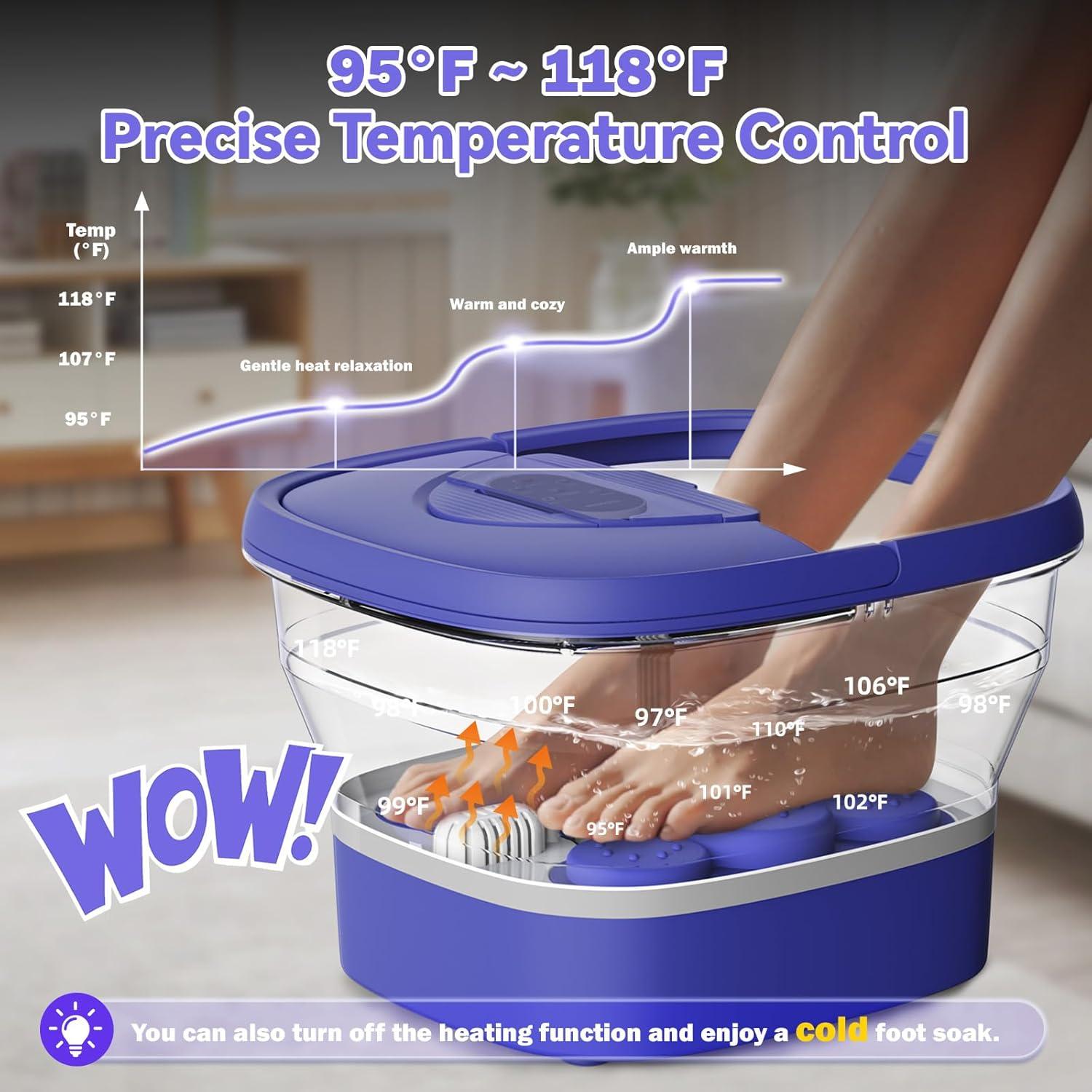Spa para pies plegable con calor y control remoto - 6 rodillos