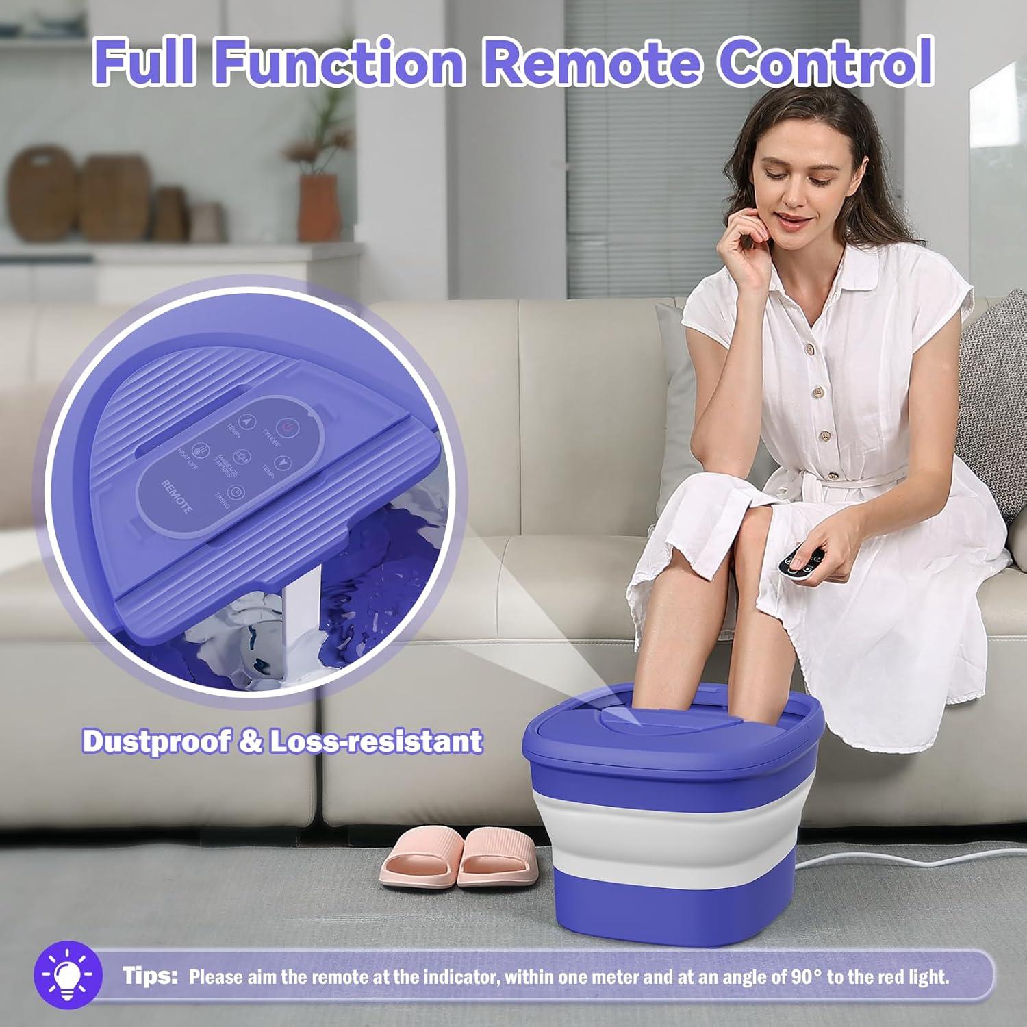 Spa para pies plegable con calor y control remoto - 6 rodillos