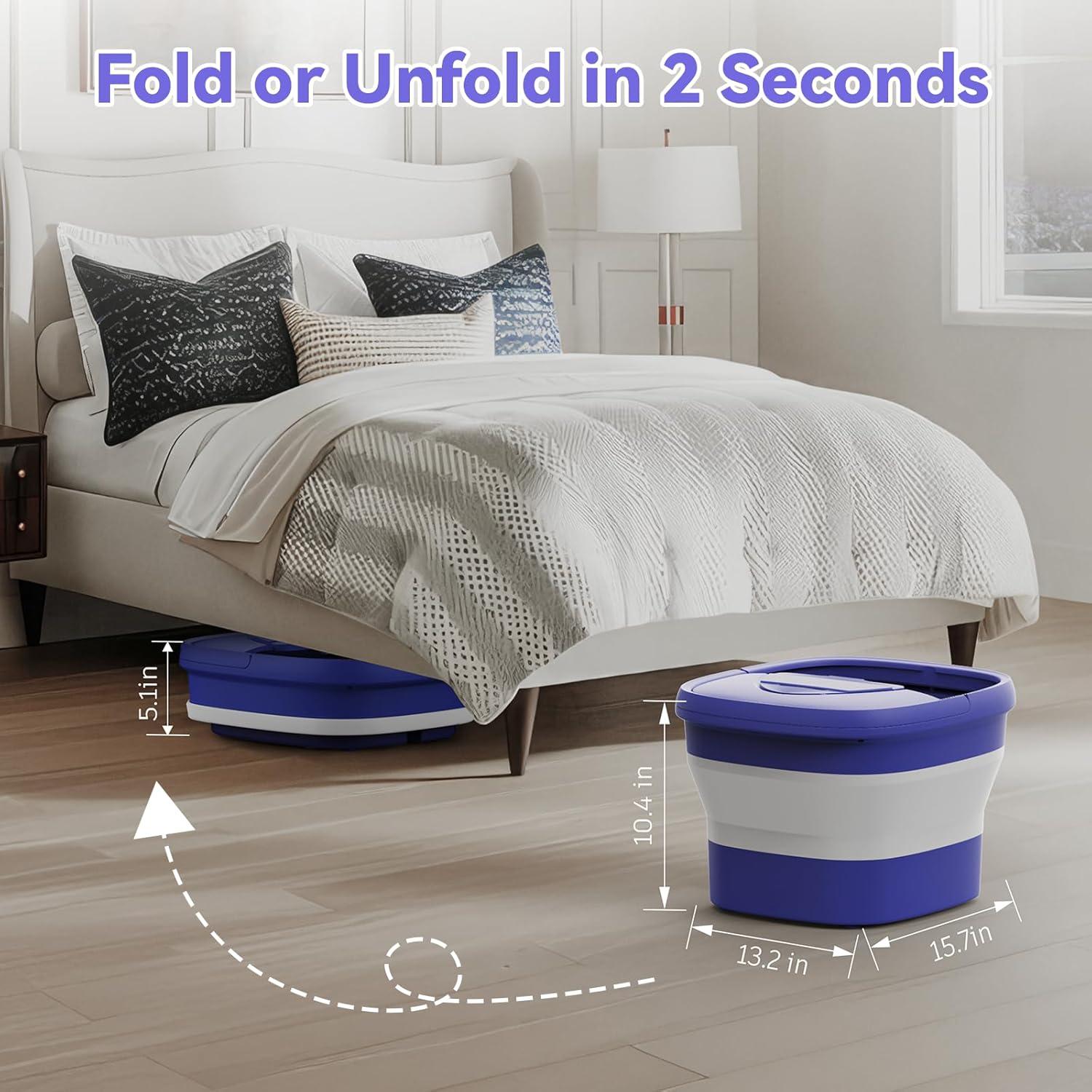 Spa para pies plegable con calor y control remoto - 6 rodillos