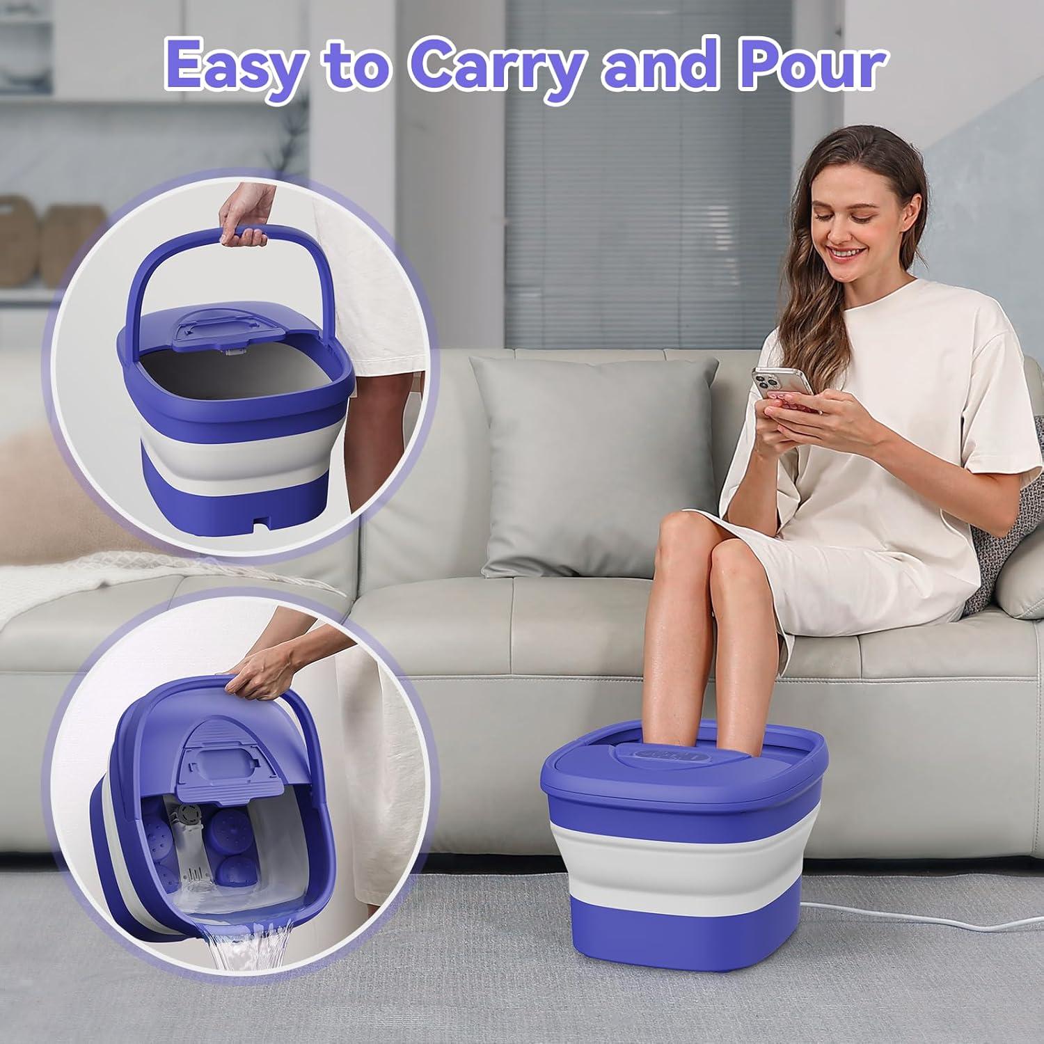 Spa para pies plegable con calor y control remoto - 6 rodillos