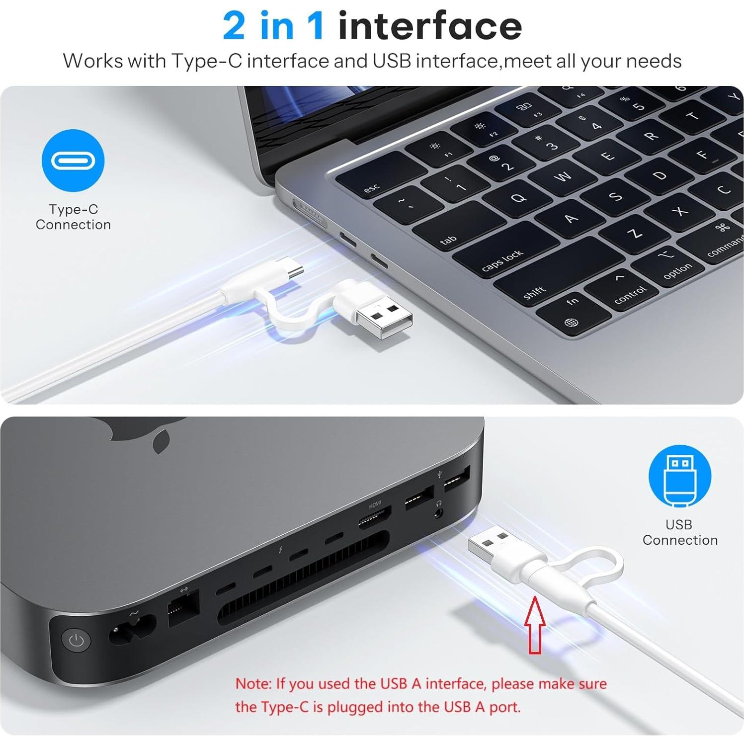 Teclado Con Cable OMOTON para Mac USB y Tipo-C Plata