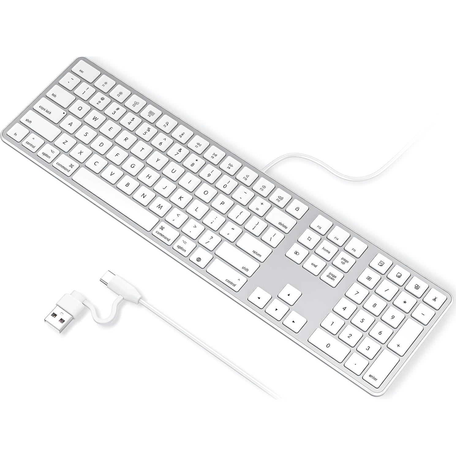 Teclado Con Cable OMOTON para Mac USB y Tipo-C Plata