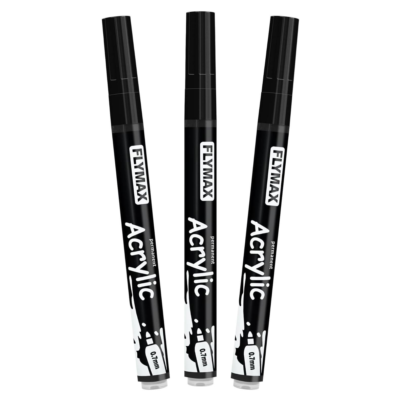 Marcadores Permanentes FLYMAX Negro 0.7mm Punta Fina 3 Unidades