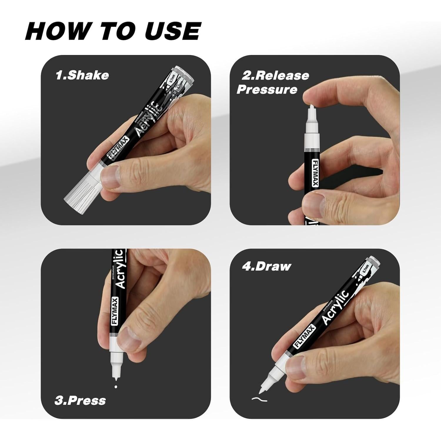 Marcadores Permanentes FLYMAX Negro 0.7mm Punta Fina 3 Unidades