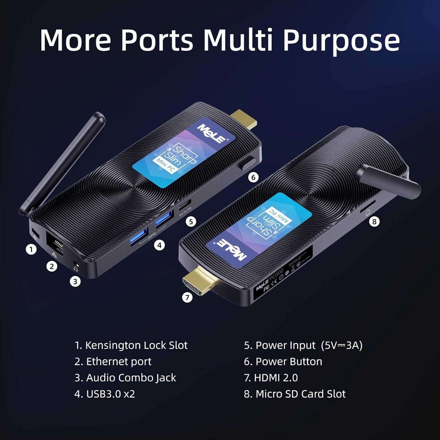 Mini PC Stick MeLE PCG02 Celeron N4000 4GB 128GB 4K HDMI