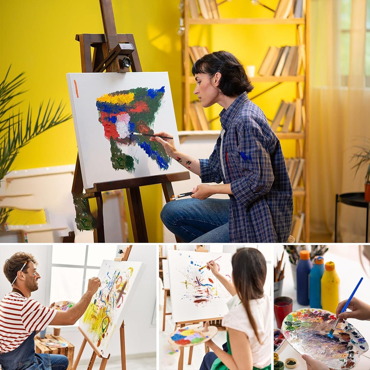 30 Pinceles para Pintura Acrílica DOMMARE - Nylon Negro