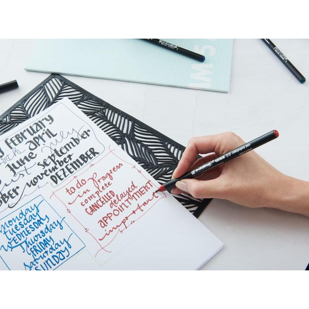 Pluma de Caligrafía Edding 1255 - Set de 3 - Negro - Punta 2-5 mm