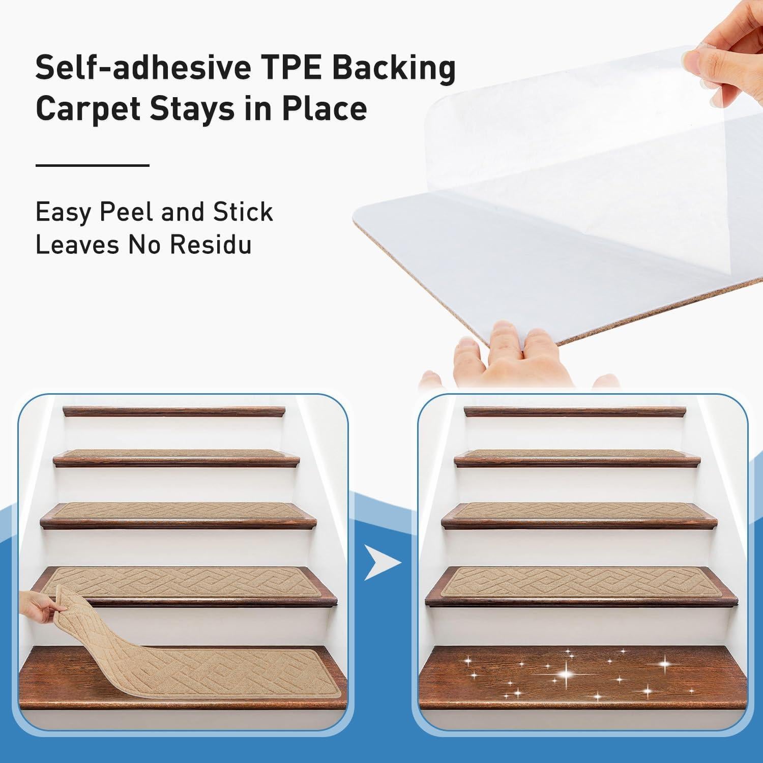 Tread Antideslizante para Escalera PATTENGO 20x76 cm Beige - Paquete de 4