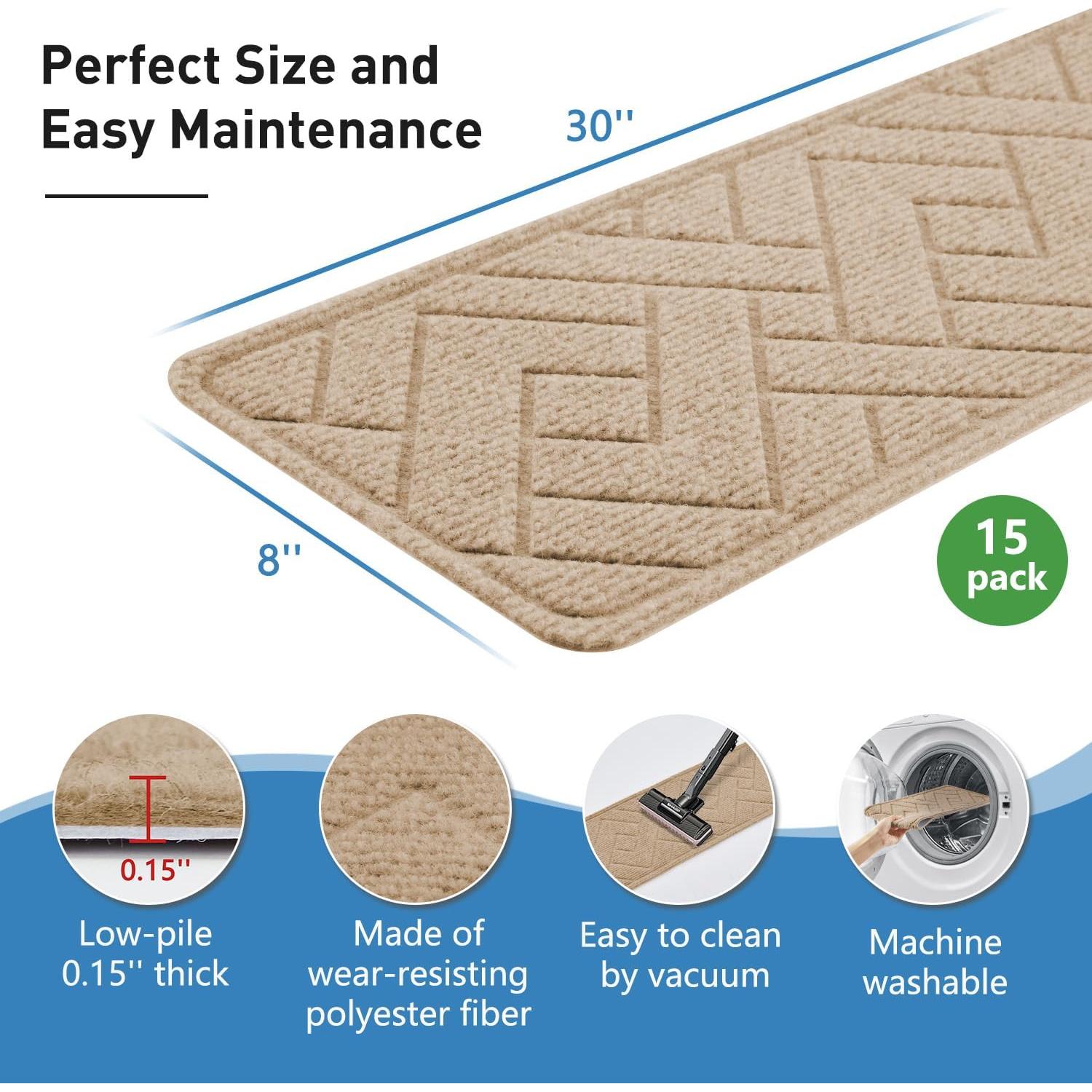 Tread Antideslizante para Escalera PATTENGO 20x76 cm Beige - Paquete de 4