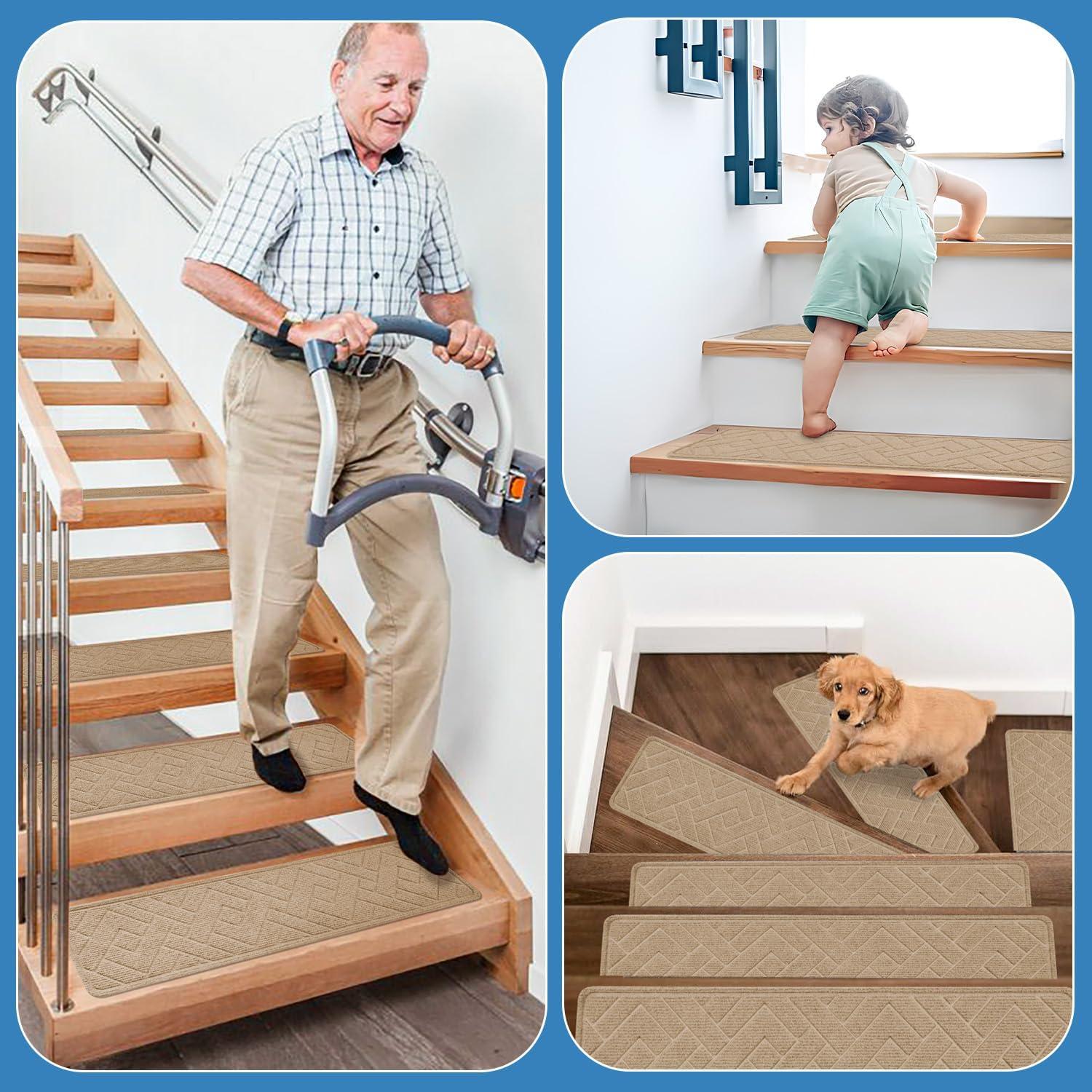 Tread Antideslizante para Escalera PATTENGO 20x76 cm Beige - Paquete de 4