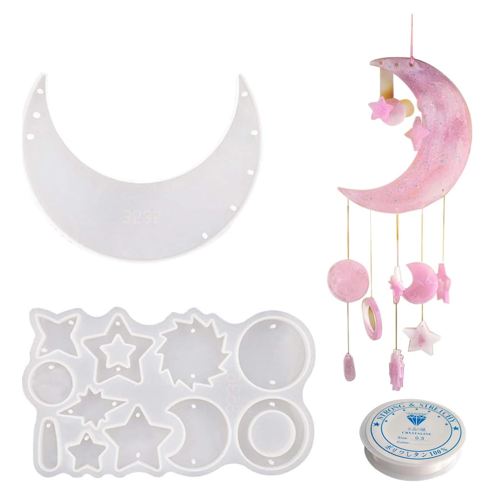 Moldes de Resina WOOPSOO para Campanas de Viento - Luna y Estrellas