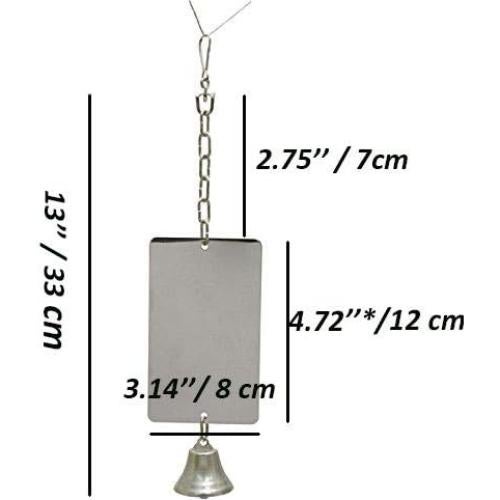 Espejo Acrílico Irrompible para Aves Pequeñas 12x8 cm - Juguete con Campana