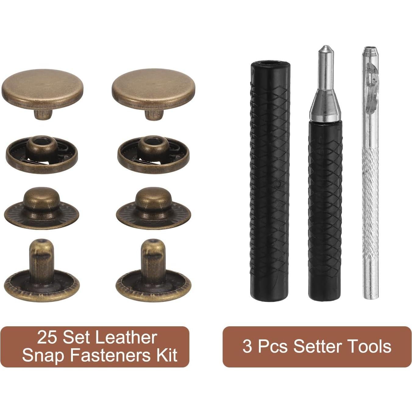 Kit de Broches a Presión de Cuero HARFINGTON 25 Set 12.5mm Bronce
