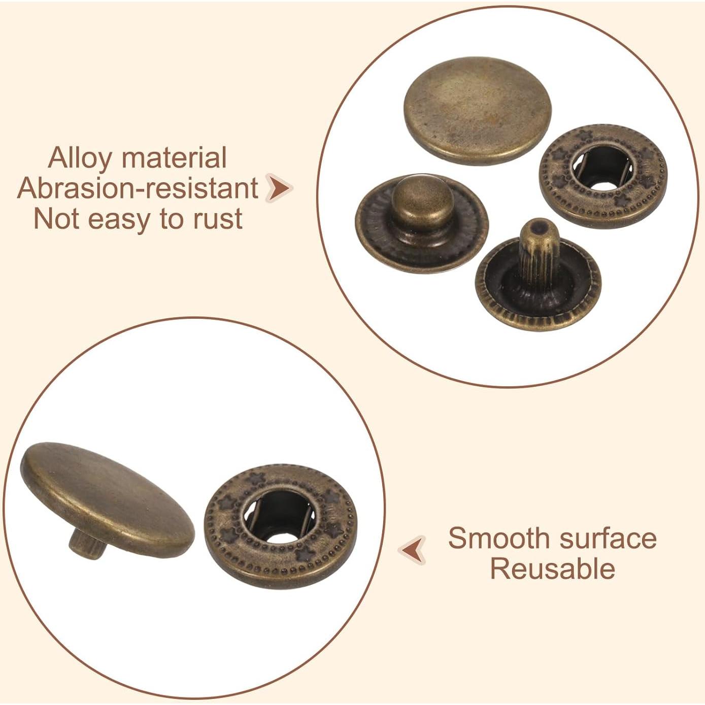 Kit de Broches a Presión de Cuero HARFINGTON 25 Set 12.5mm Bronce