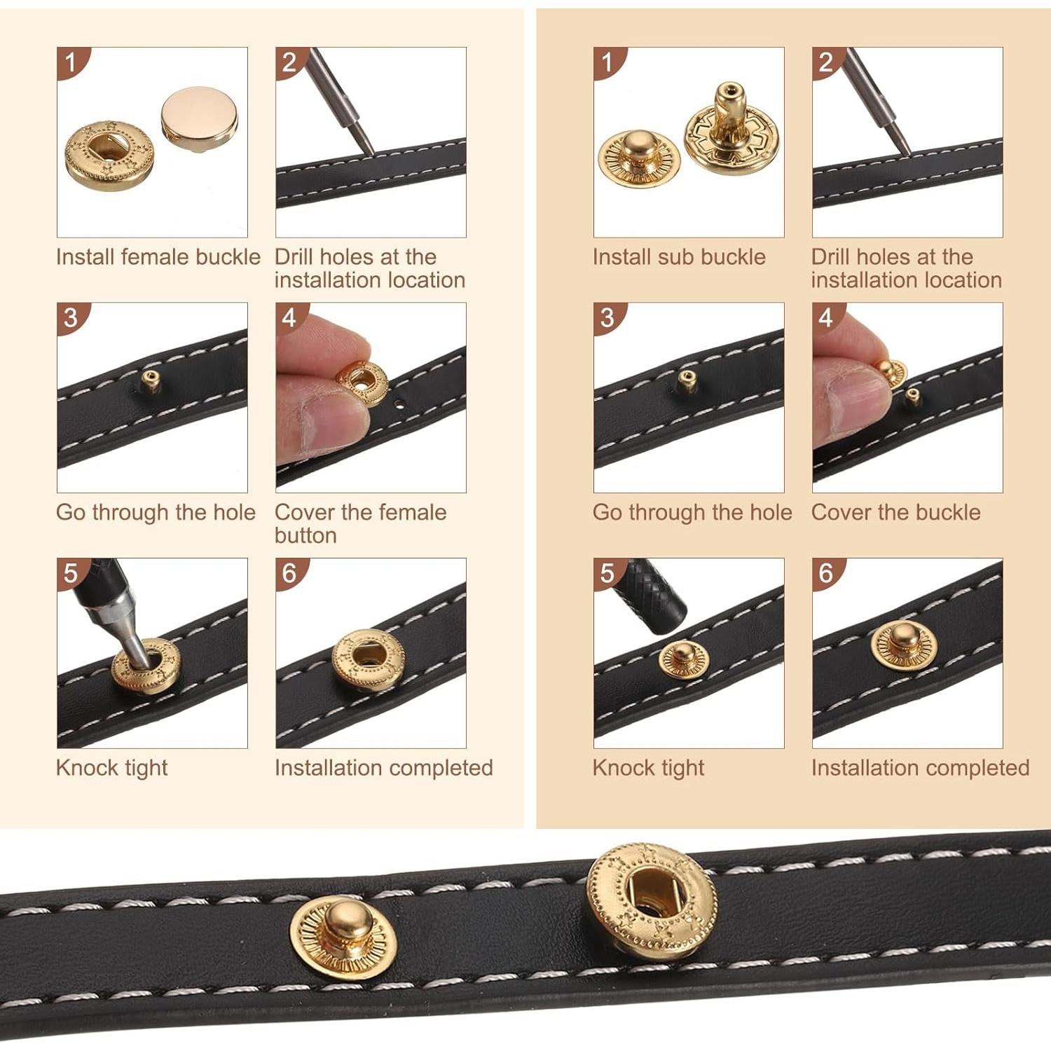 Kit de Broches a Presión de Cuero HARFINGTON 25 Set 12.5mm Bronce