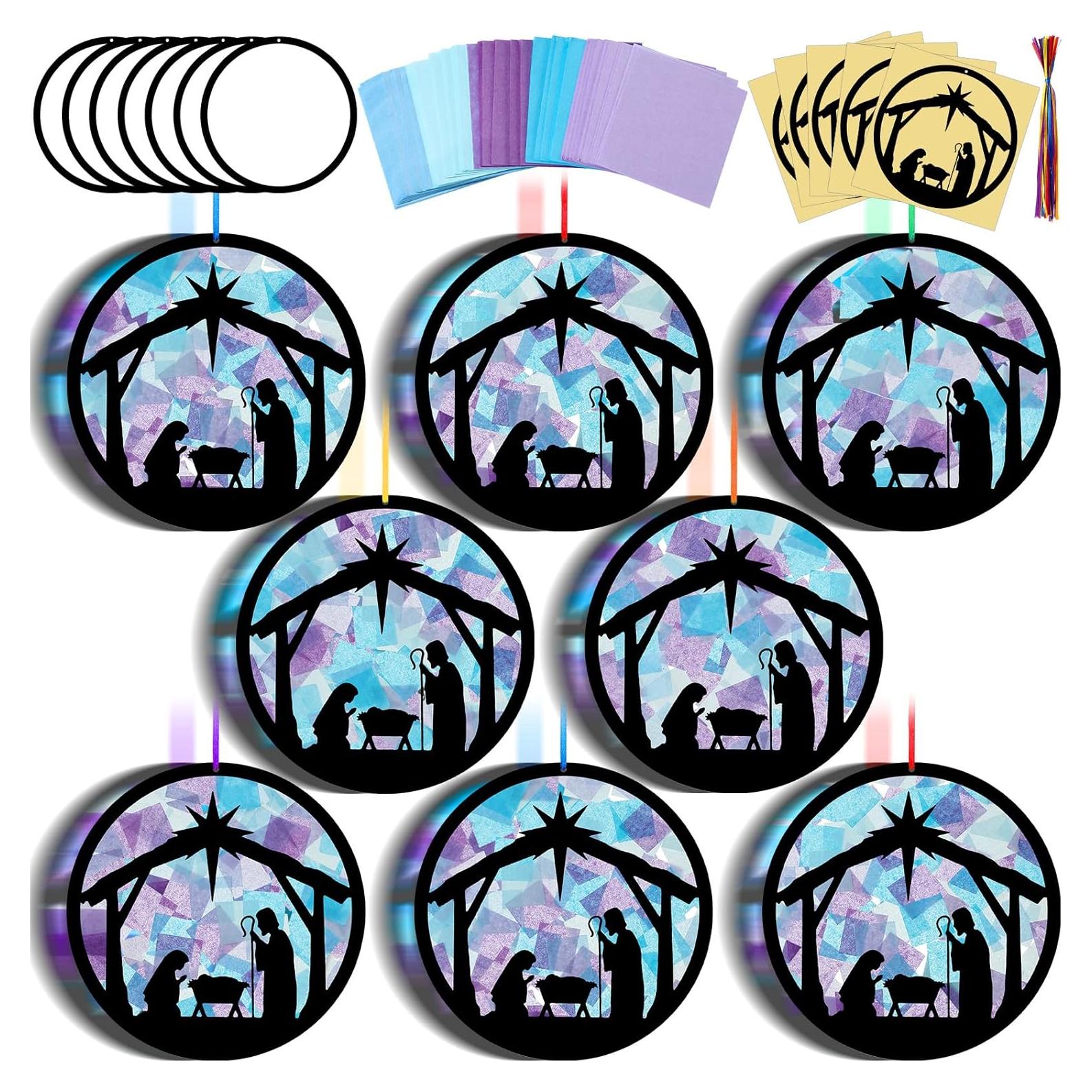 Kit de Manualidades Navidad Eersida 32 Suncatchers Papel de Seda