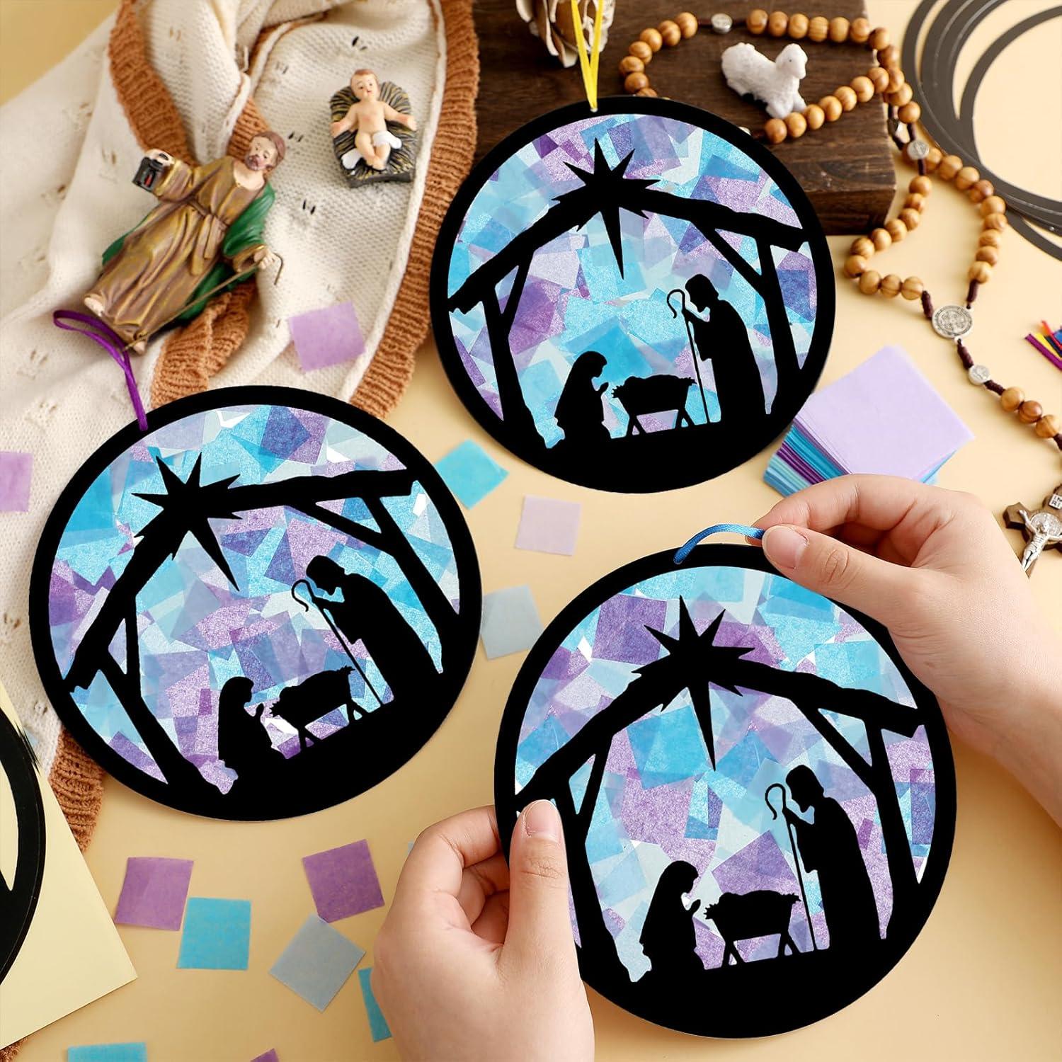 Kit de Manualidades Navidad Eersida 32 Suncatchers Papel de Seda