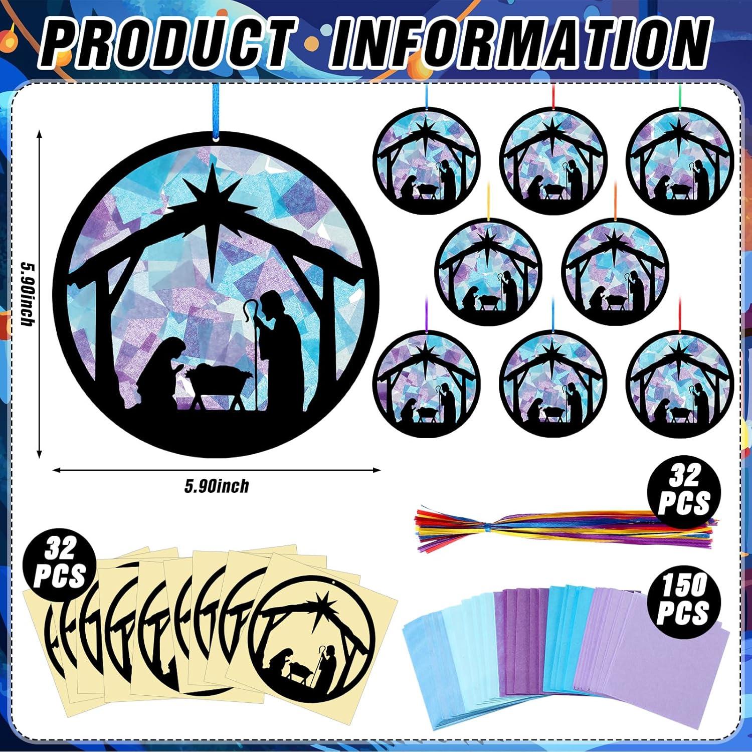 Kit de Manualidades Navidad Eersida 32 Suncatchers Papel de Seda