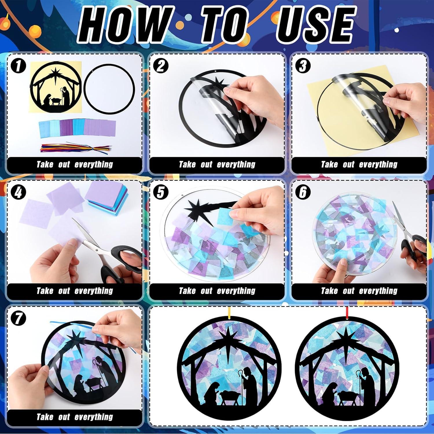 Kit de Manualidades Navidad Eersida 32 Suncatchers Papel de Seda