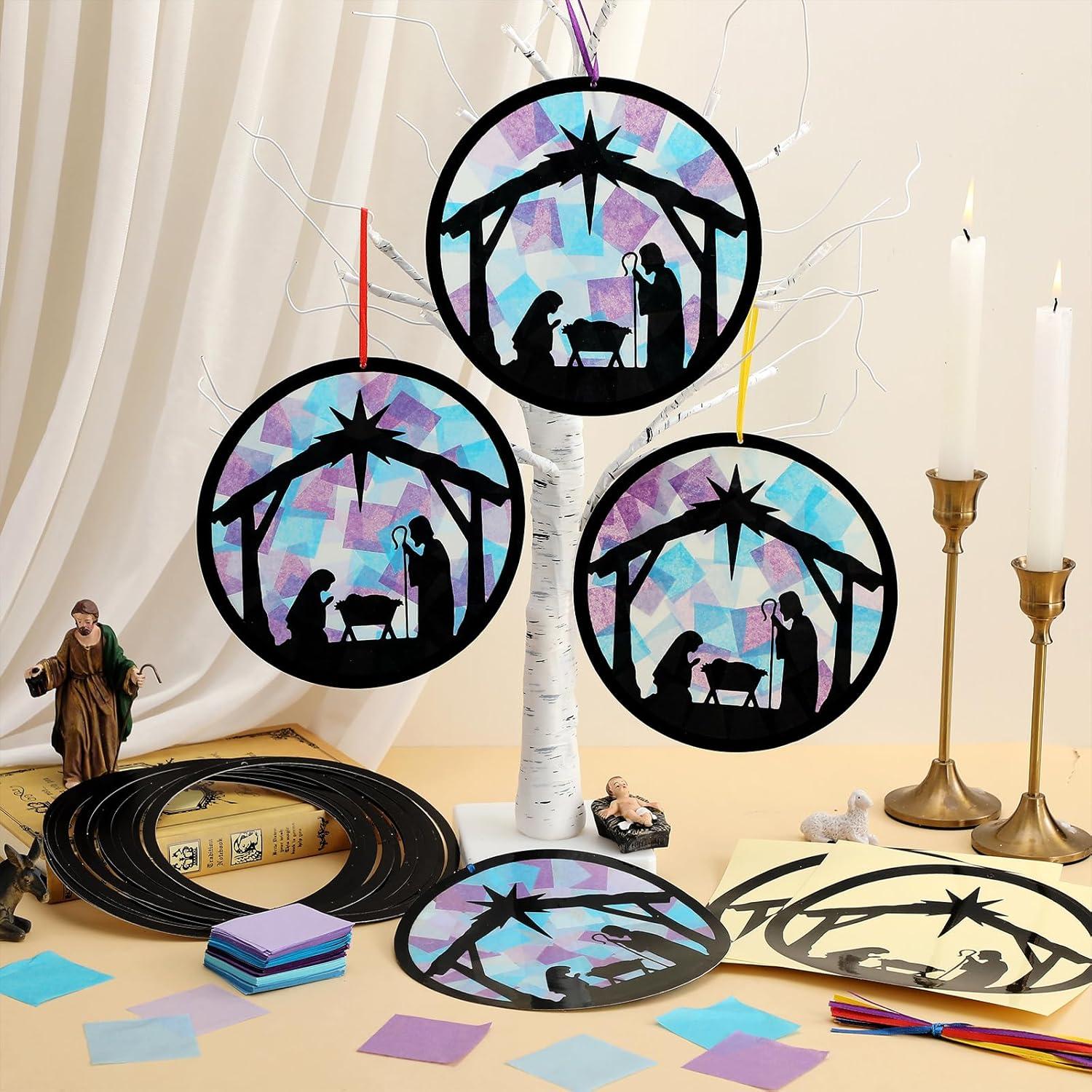 Kit de Manualidades Navidad Eersida 32 Suncatchers Papel de Seda