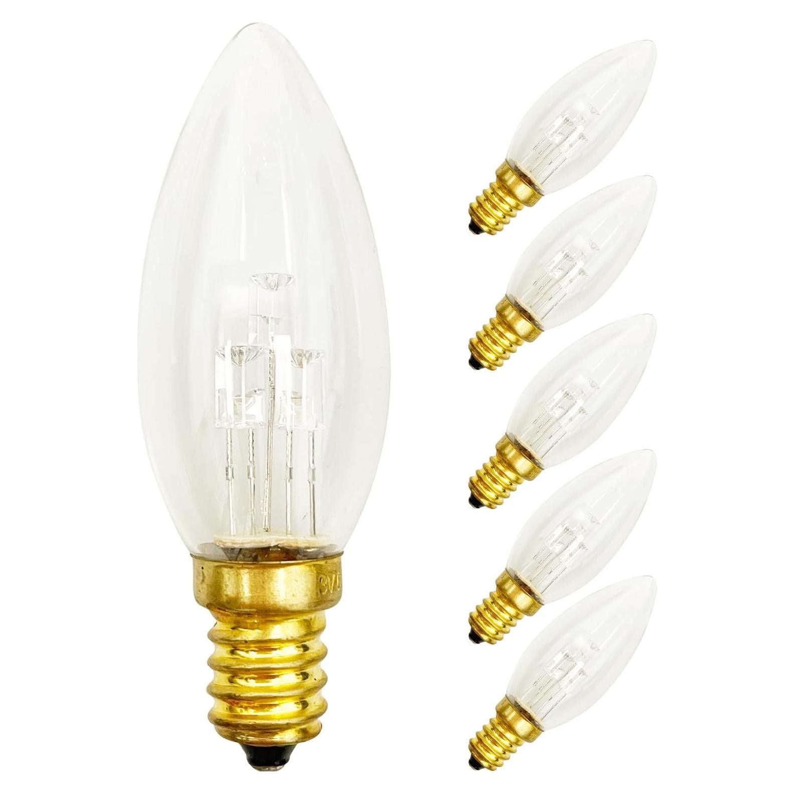 Paquete de 6 Bombillas LED C26 E12 3V Luz Blanca Cálida