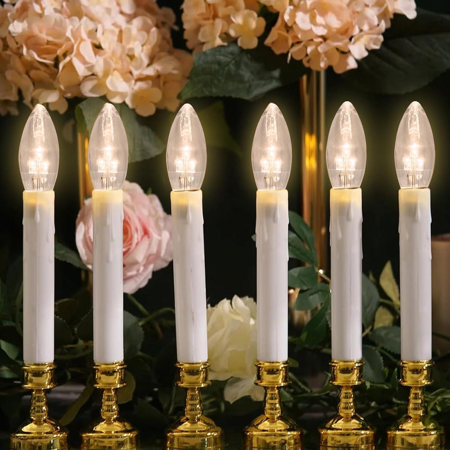 Paquete de 6 Bombillas LED C26 E12 3V Luz Blanca Cálida