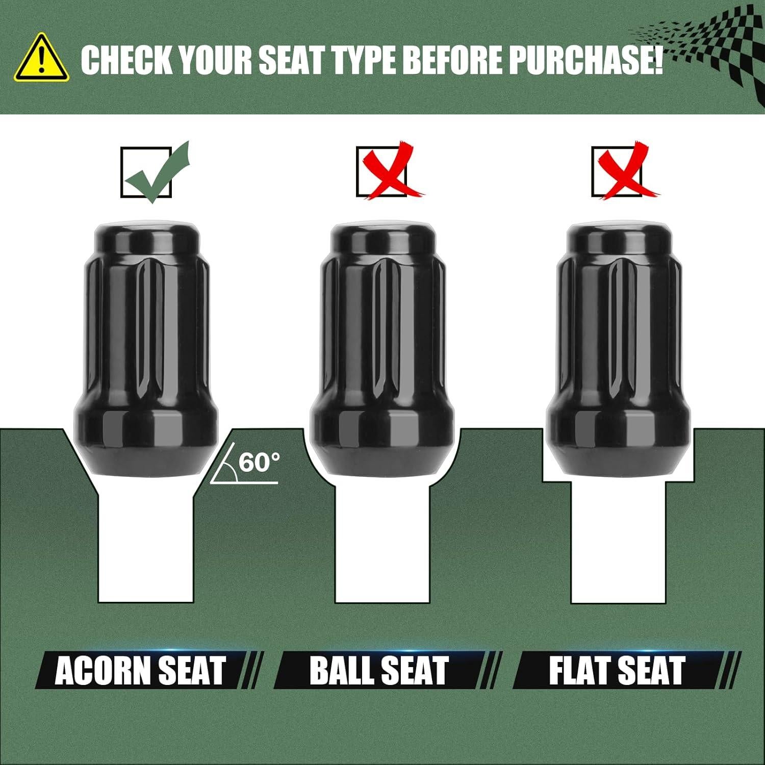 Tuercas de Rueda ATV Glorider 3/8-24, Paquete de 16, Asiento Cónico