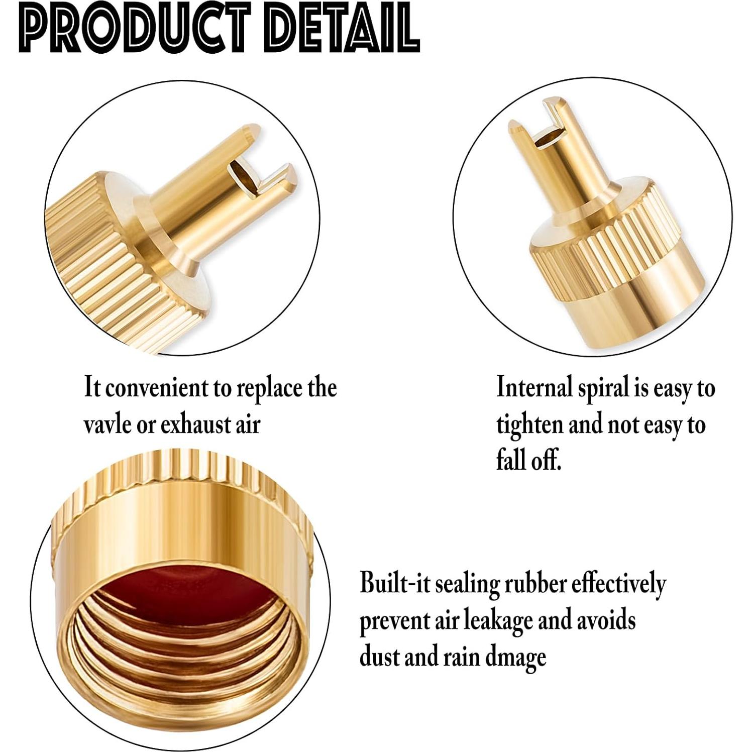 6 Tapones de Válvula de Neumático MEAJOO Oro Universal