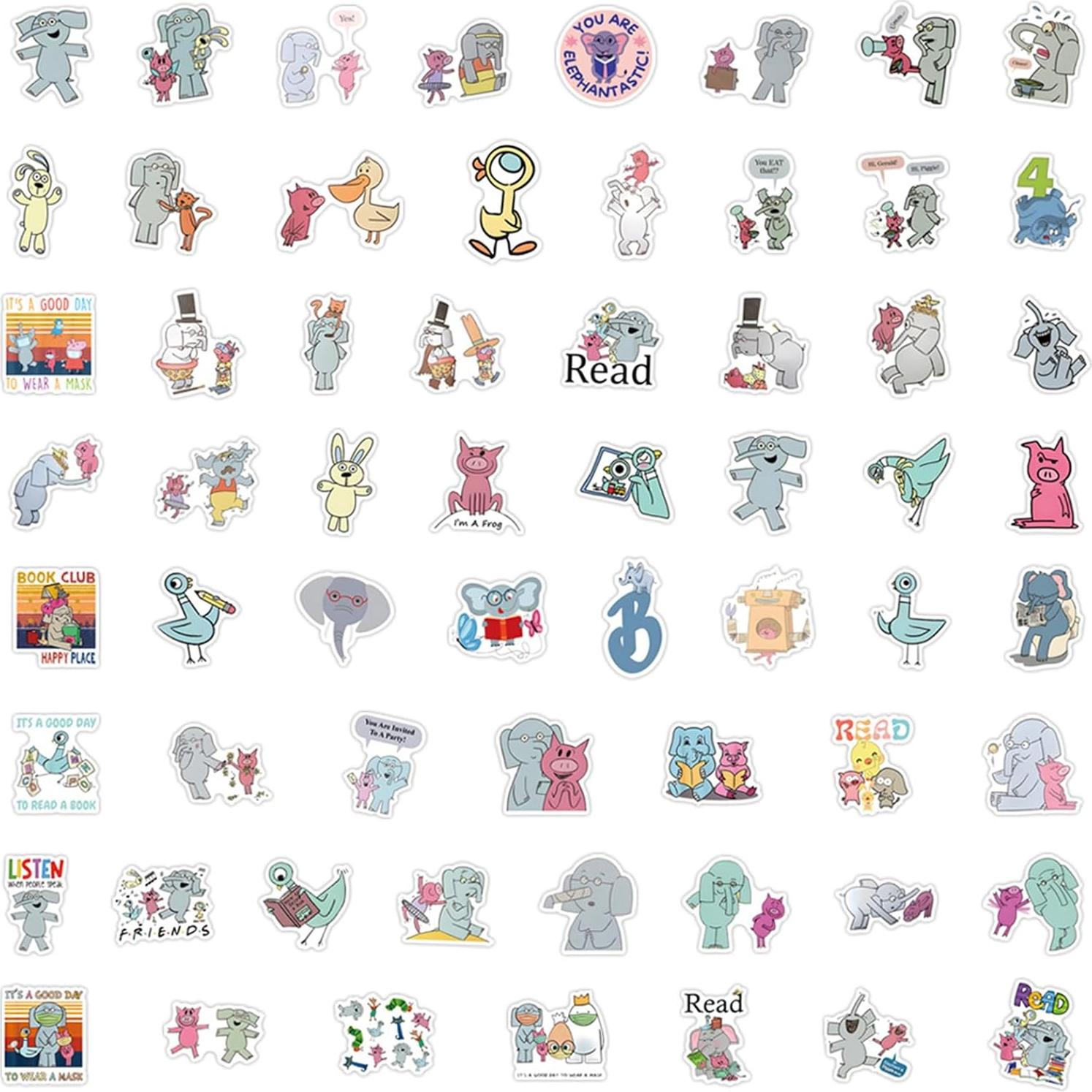 120 Calcomanías Impermeables YUYIYULE Elefante Caricatura