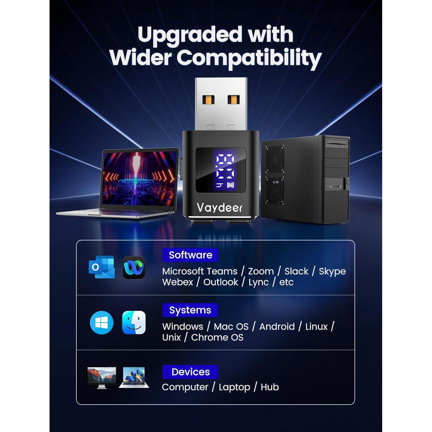 Mini Mouse Jiggler VAYDEER T5s Indetectable con Temporizador LED