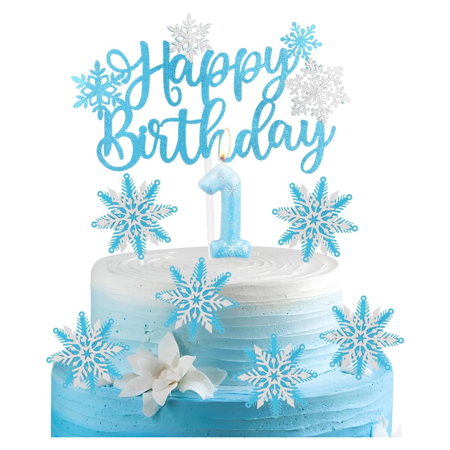 Vela de Cumpleaños Frozen 1 Azul - Adorno Pastel Niños