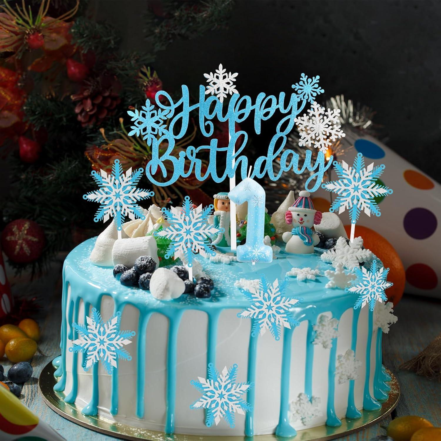 Vela de Cumpleaños Frozen 1 Azul - Adorno Pastel Niños