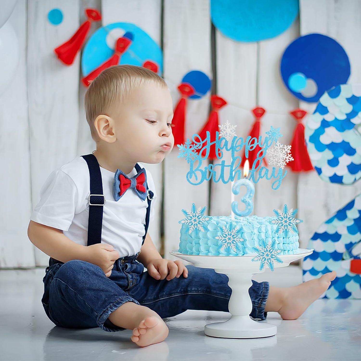 Vela de Cumpleaños Frozen 1 Azul - Adorno Pastel Niños