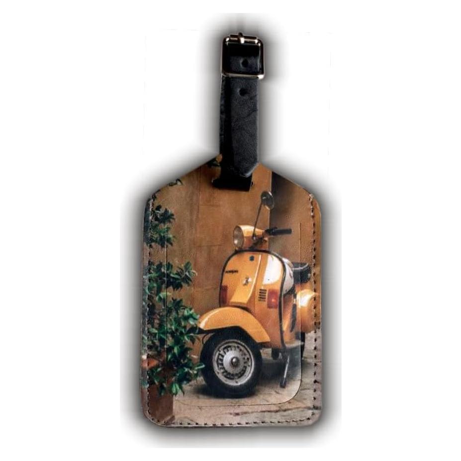 Etiqueta de Equipaje de Cuero Genuino Mulch - Paquete de 2 Vespa Antigua
