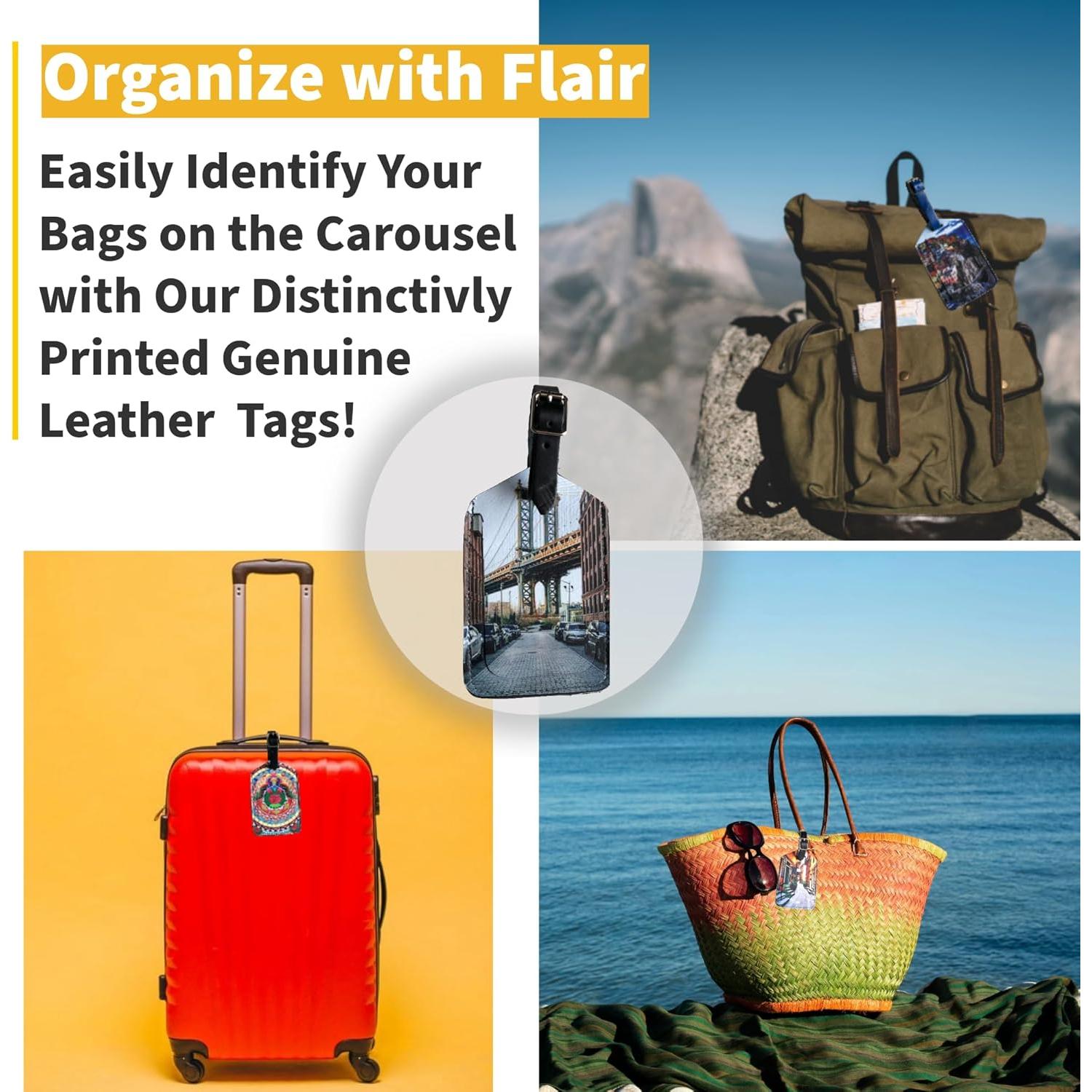 Etiqueta de Equipaje de Cuero Genuino Mulch - Paquete de 2 Vespa Antigua