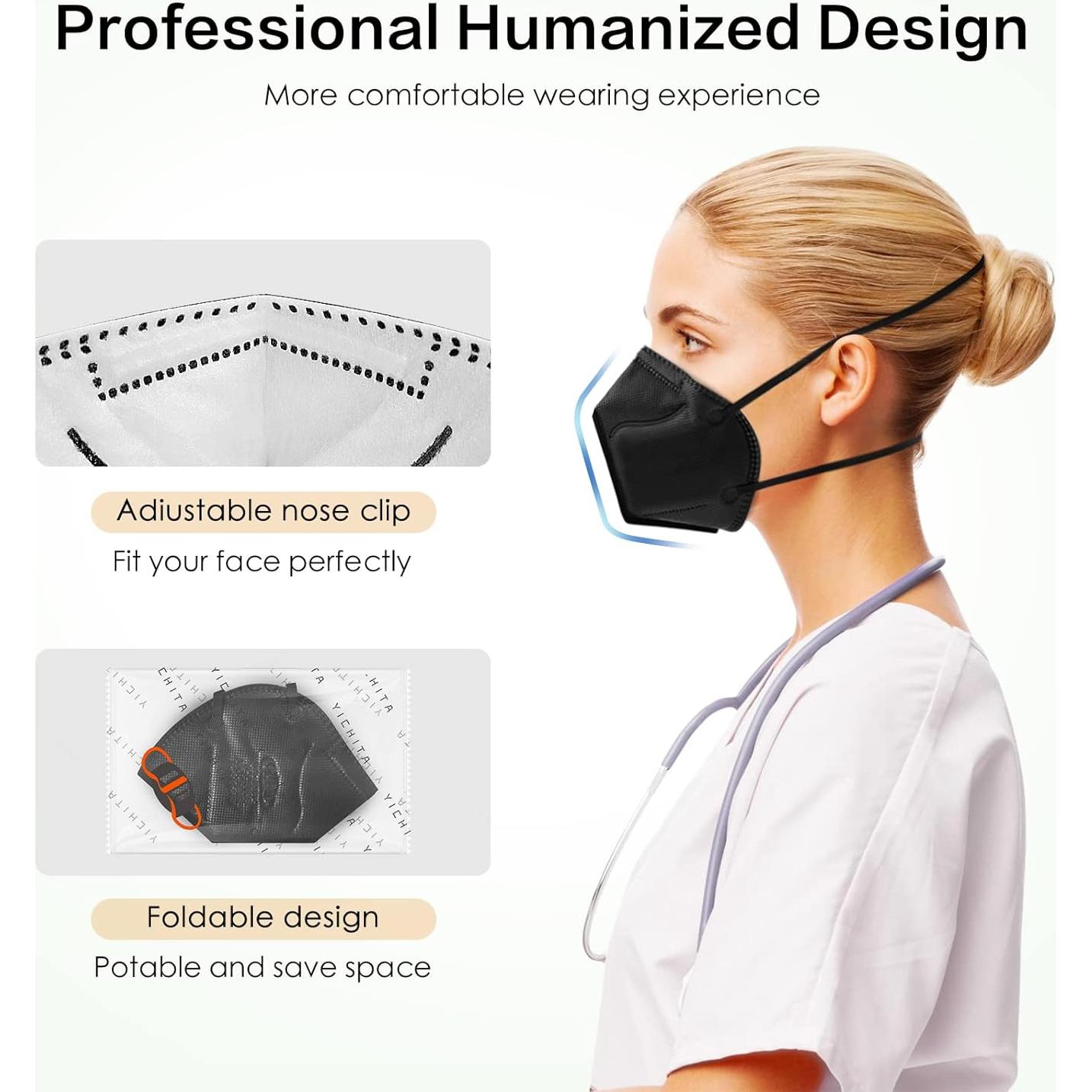 Mascarillas N95 Aprobadas por NIOSH - Paquete de 20 Unidades Negras
