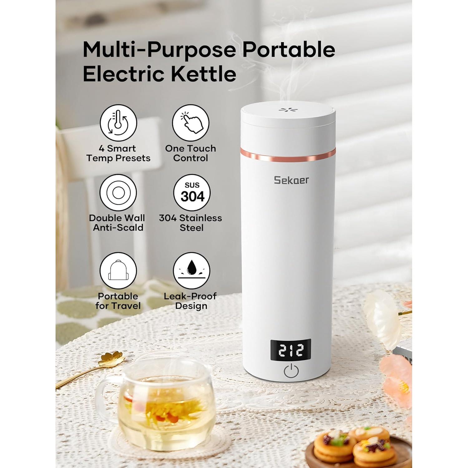 Hervidor Eléctrico Portátil Sekaer SKE-840W 400mL Acero Inoxidable