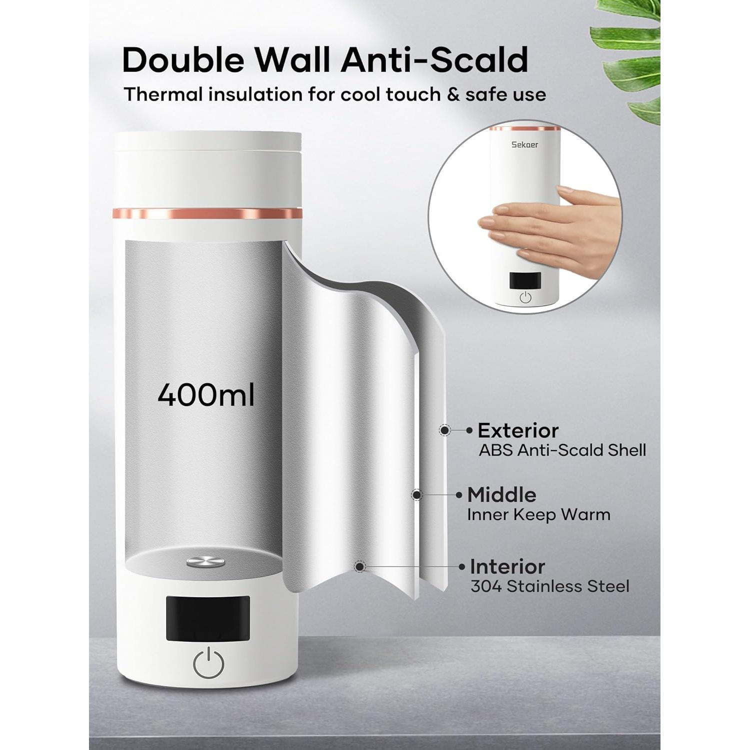 Hervidor Eléctrico Portátil Sekaer SKE-840W 400mL Acero Inoxidable