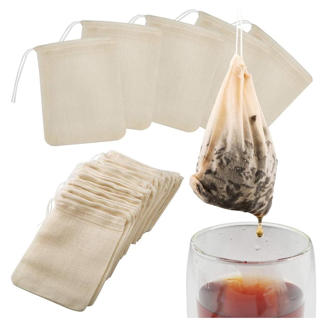 Bolsas de Filtro de Té Reutilizables Housim 50 Piezas Algodón Ecológico